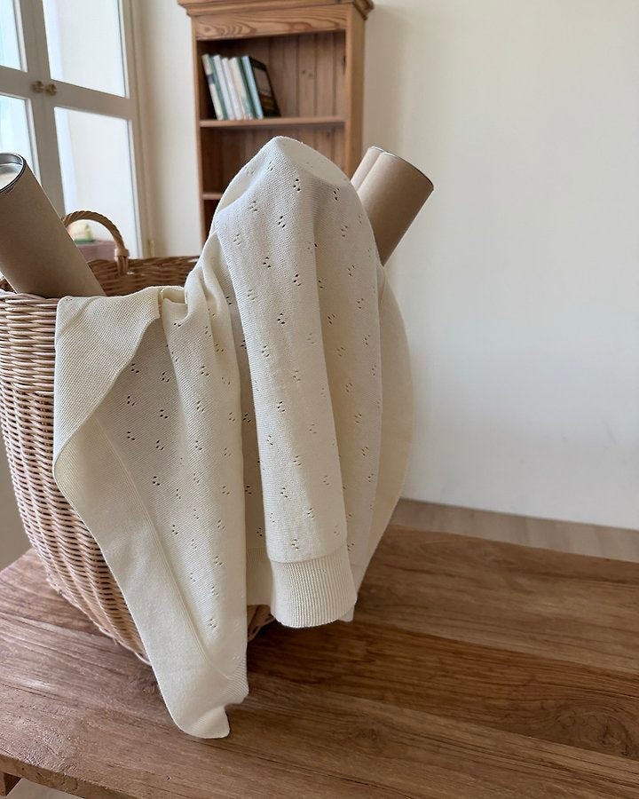 Eyelet knit blanket