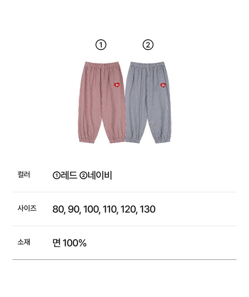Floral Check Elastic-waist Pants