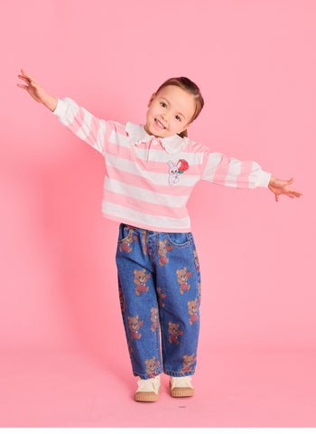 Floral Ruffle Collar T-shirt Pink