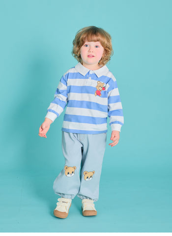 Floral Collar T-shirt Blue