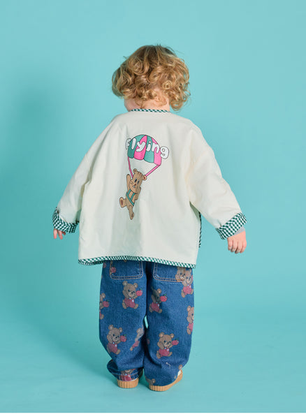 Floral Pattern Denim Pants Denim