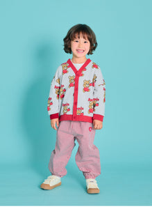 Floral Check Elastic-waist Pants