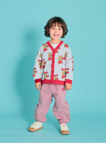 Floral Check Elastic-waist Pants