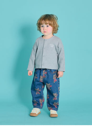 Floral Pattern Denim Pants Denim